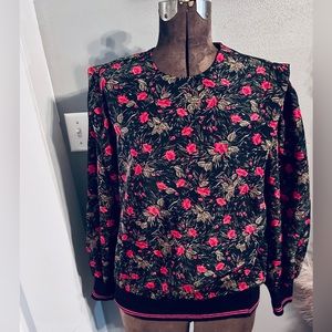 Vintage Lenore Size 14 Floral  Print Long Sleeved‎ Top
